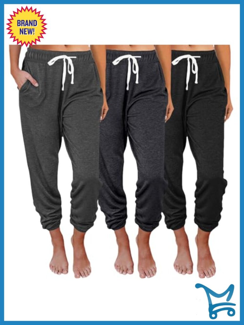 SUNBS 3 Pack Baggy Sweatpants Comfy Lounge Joggers High Waist Pockets